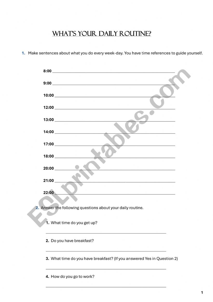 What�s your daily routine? worksheet