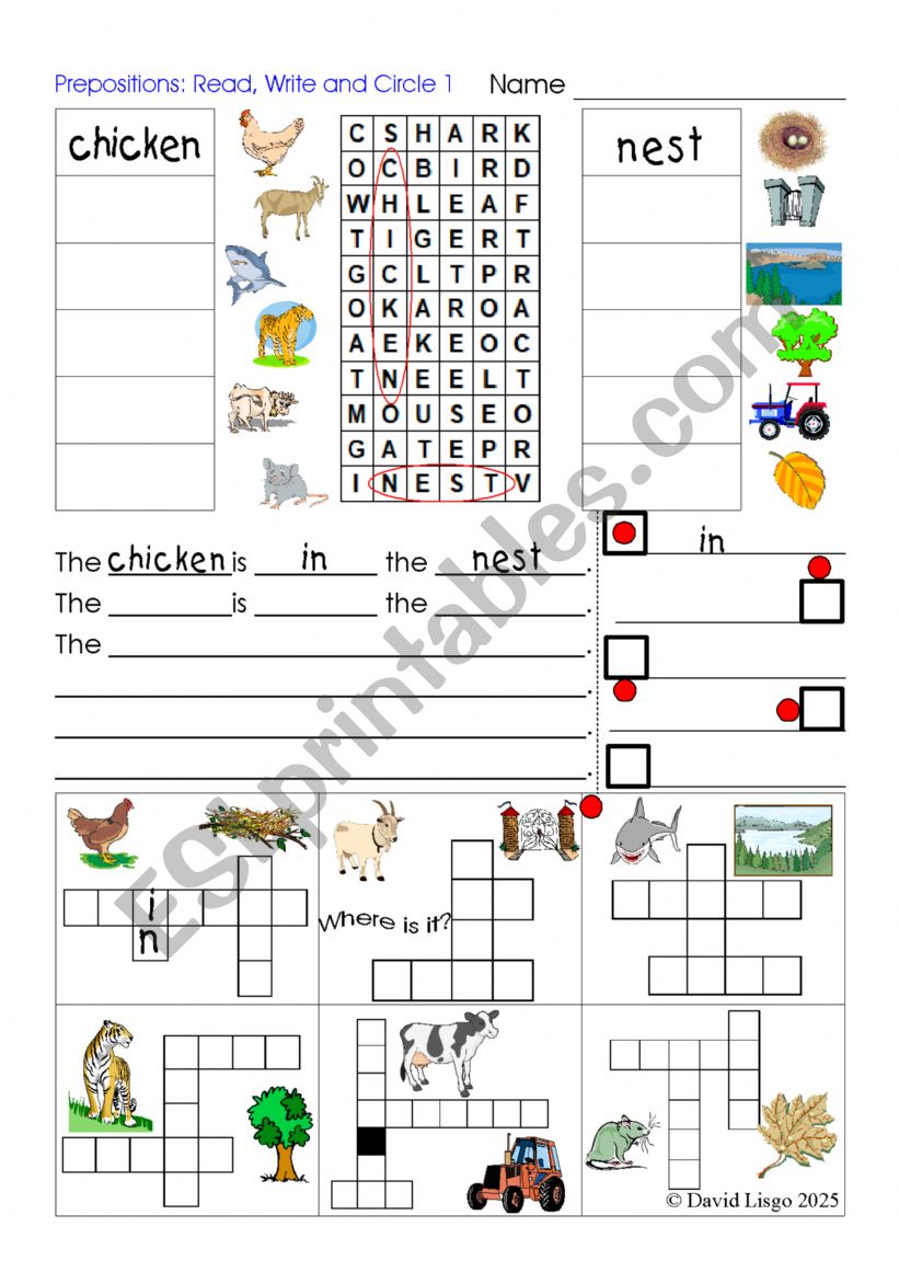 Prepositions of Place: a 5 in 1 worksheet
