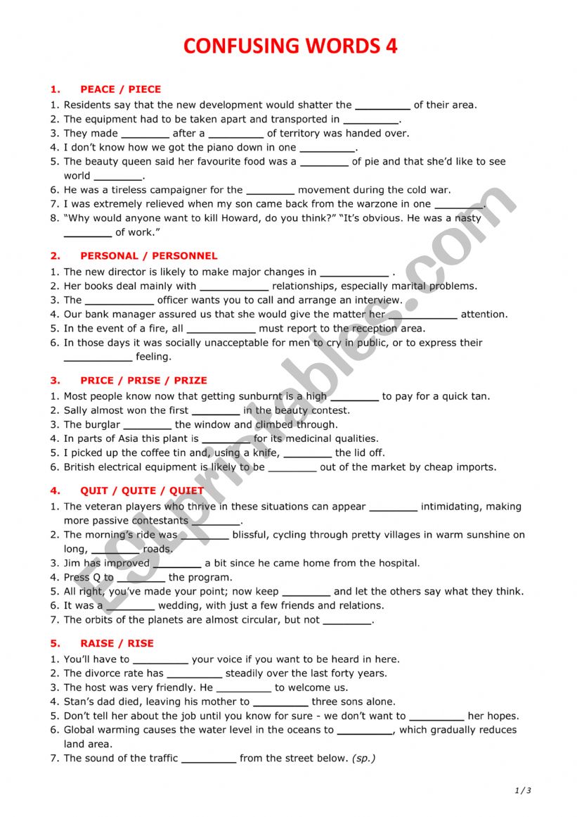 Confusing words 4 worksheet