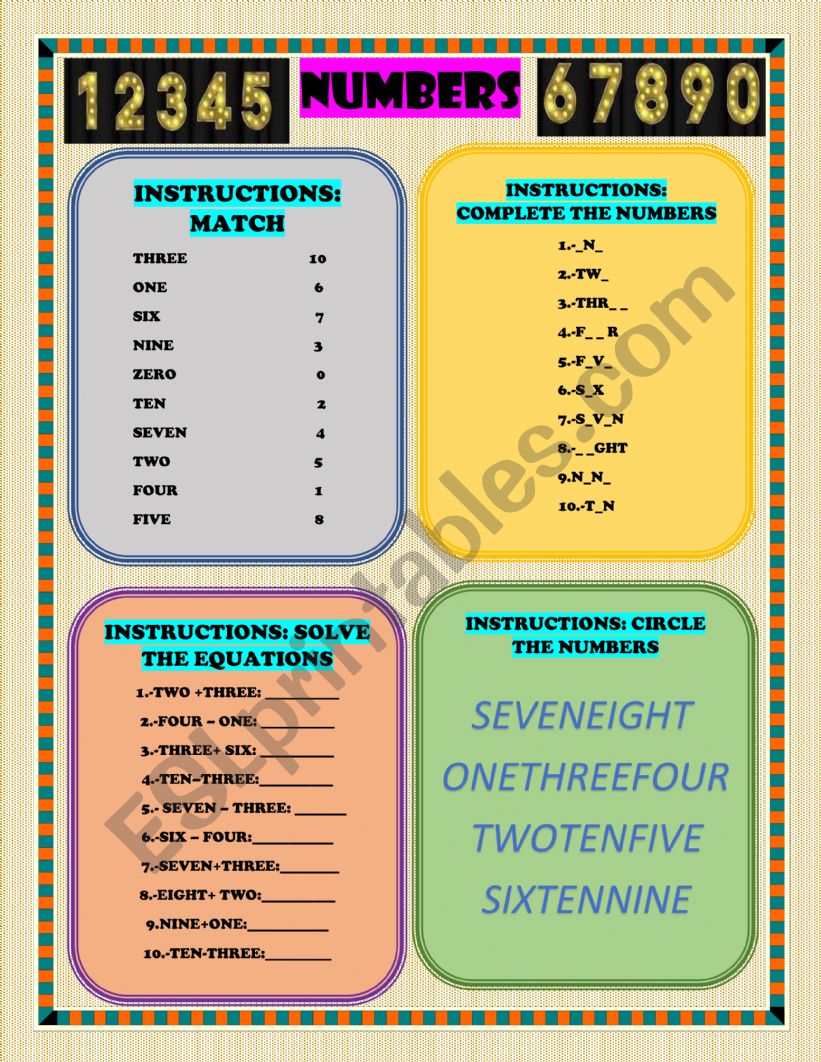 NUMBERS 1-10 worksheet