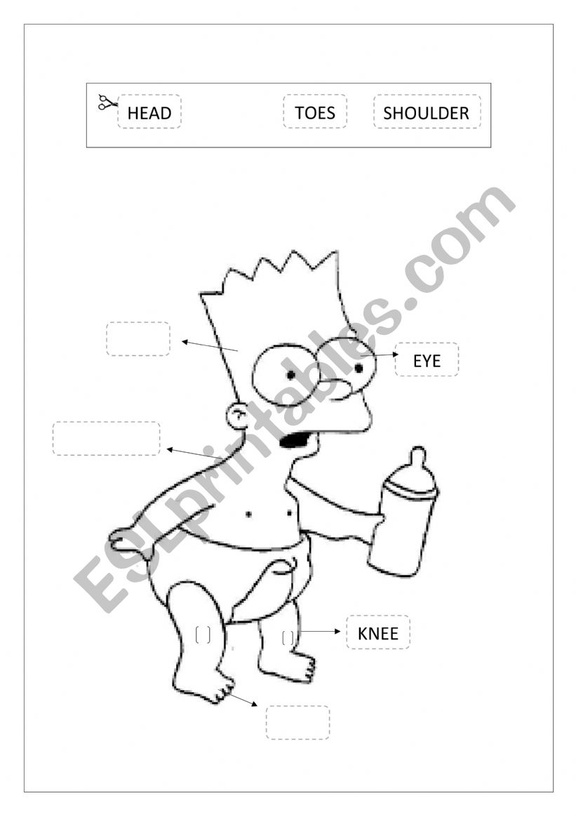 Body parts-Bart Simpsons worksheet