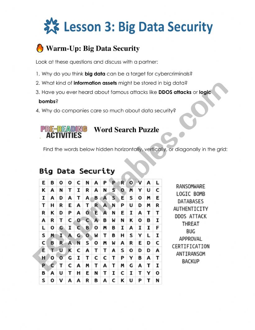 Big Data Security worksheet