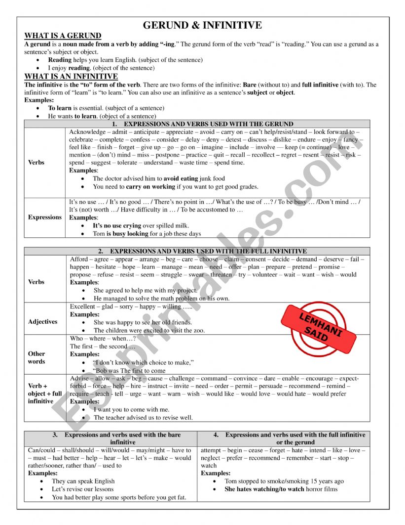 GRAMMAR worksheet