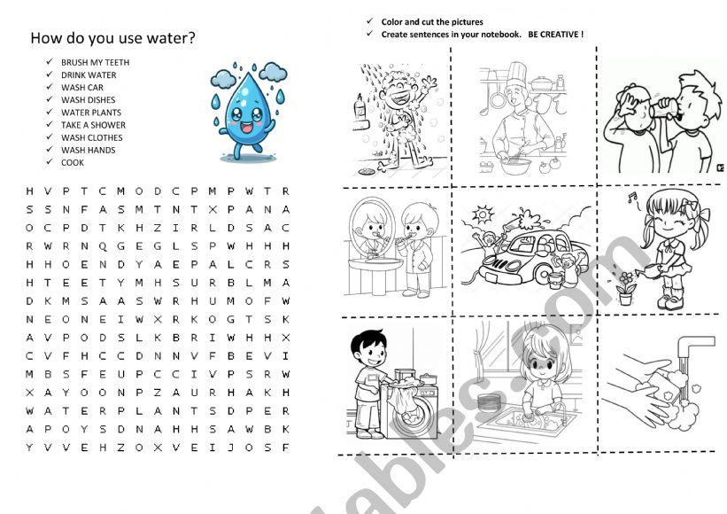 Uses of water worksheet