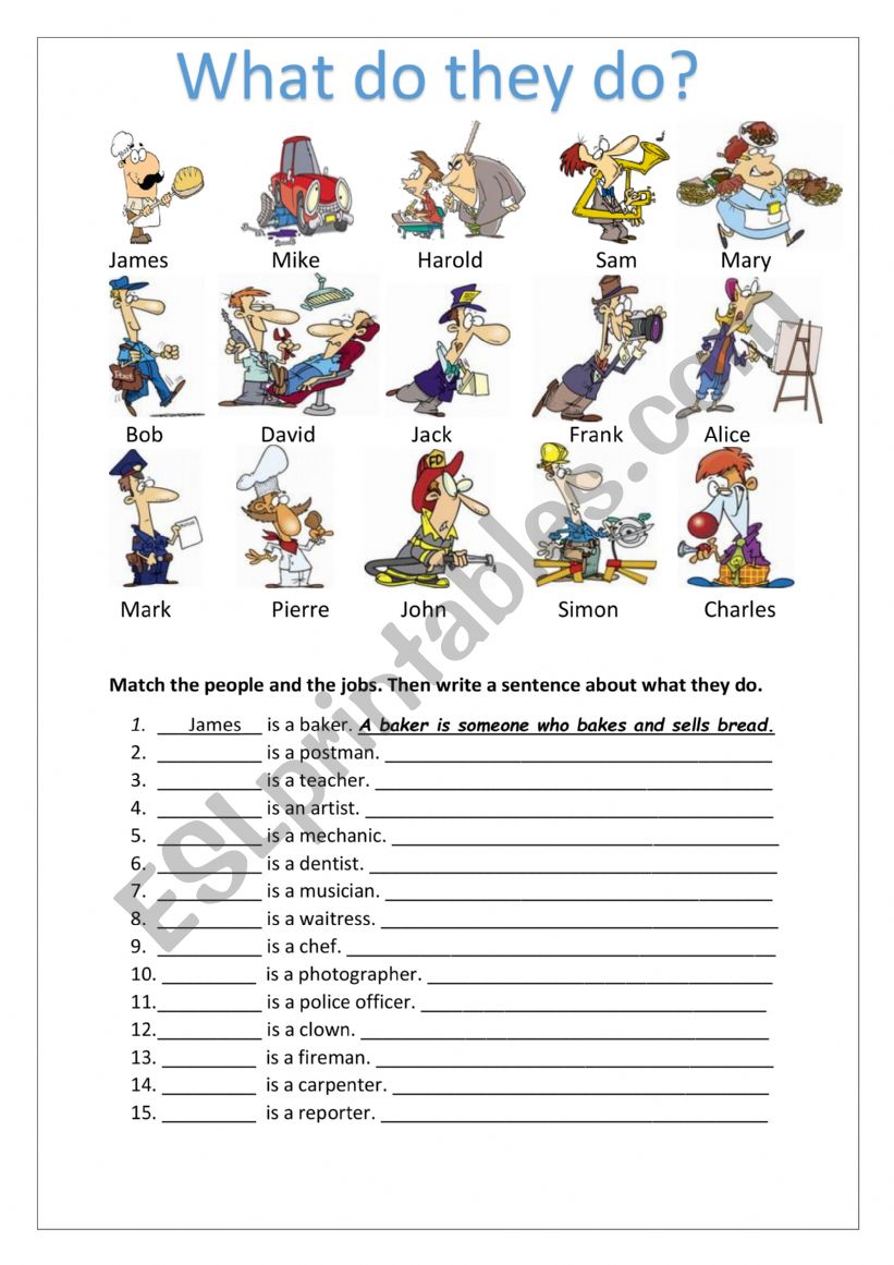 What do they do? worksheet