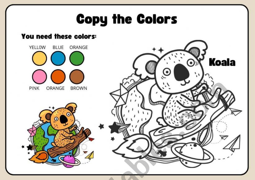 Color the koala worksheet