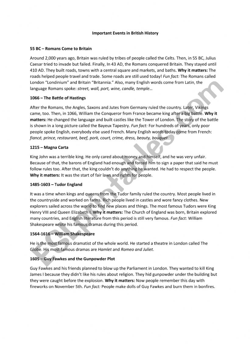 British History for young learners