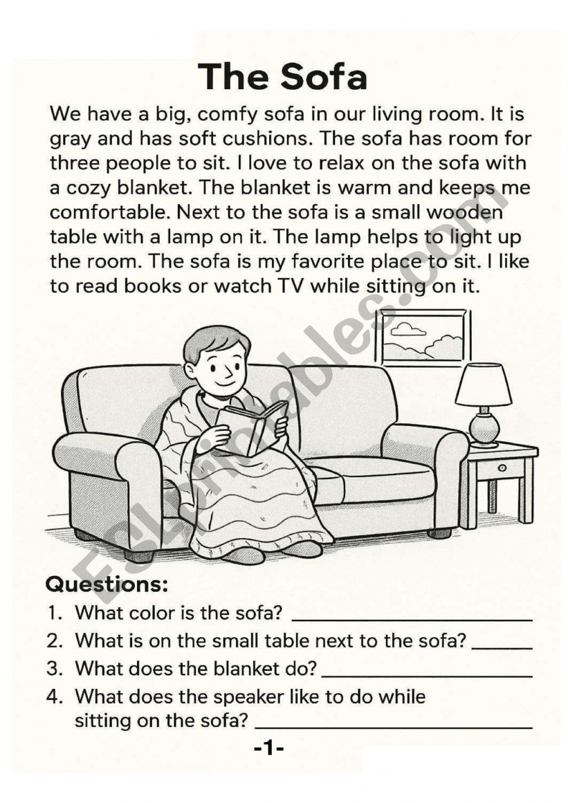 Reading Comprehension Home Furniture