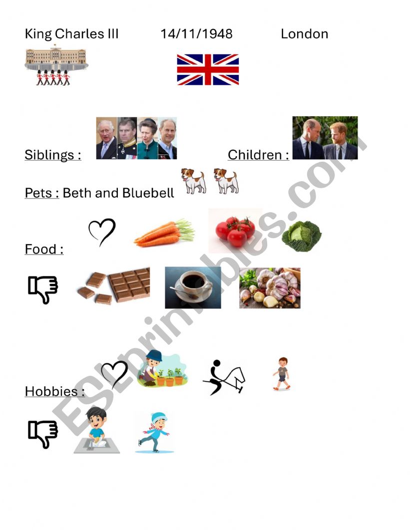 Introduce King Charles III  worksheet