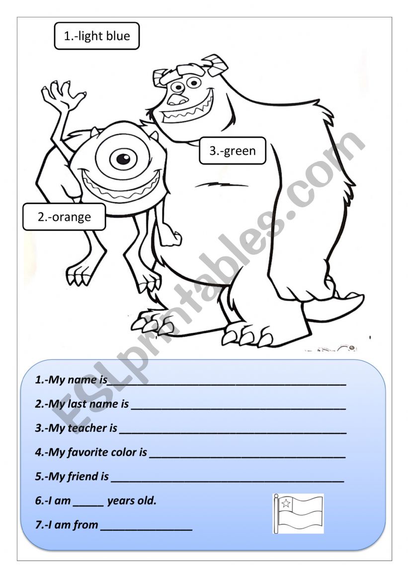 color the monster worksheet