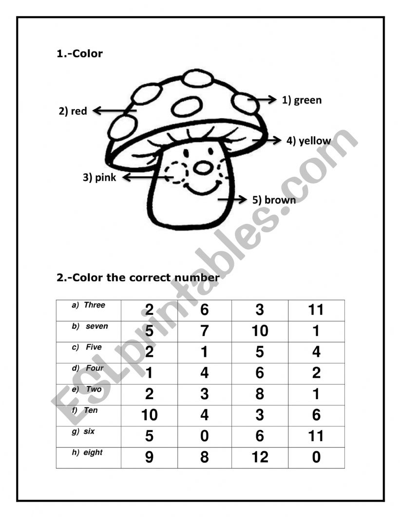 color and numbers worksheet
