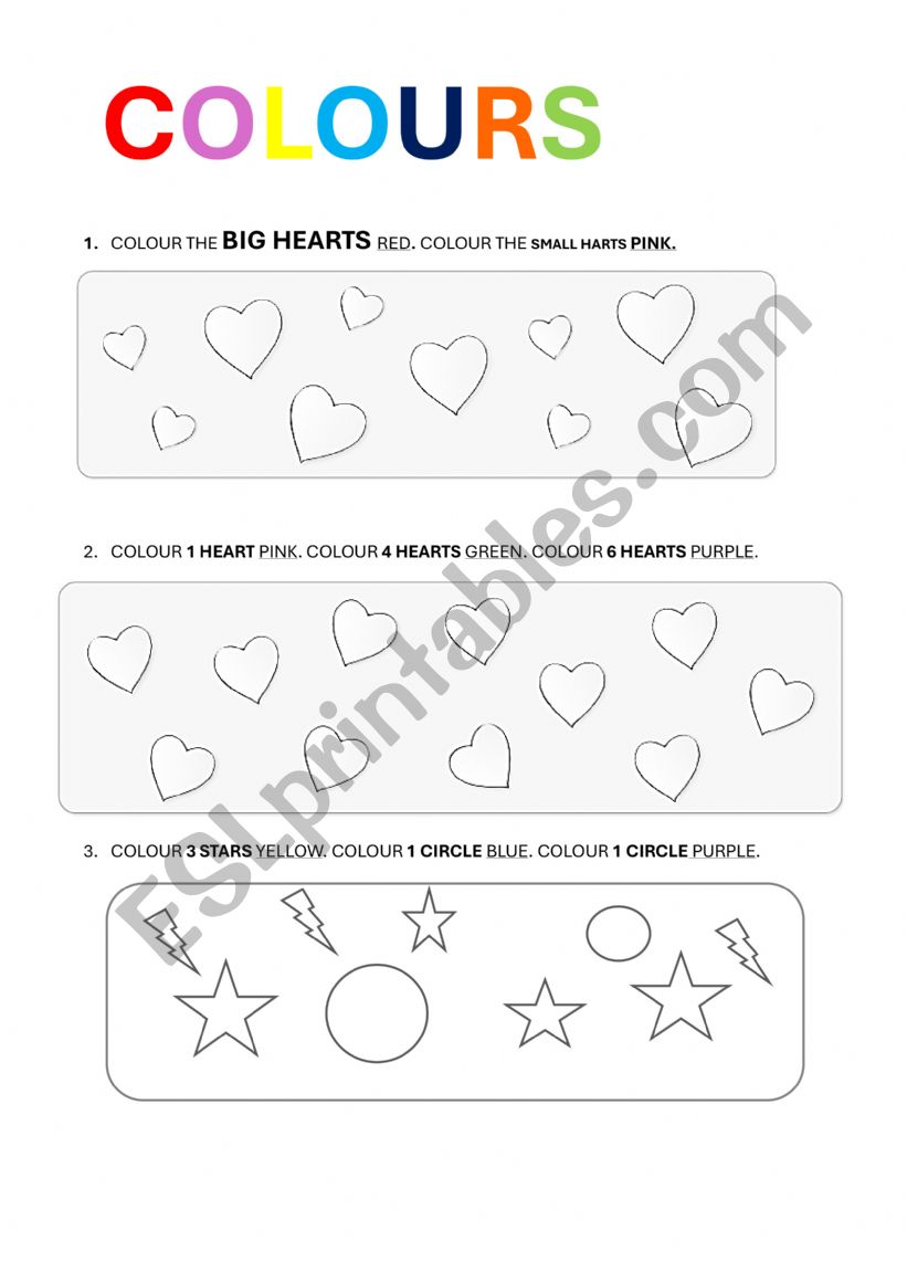colours worksheet