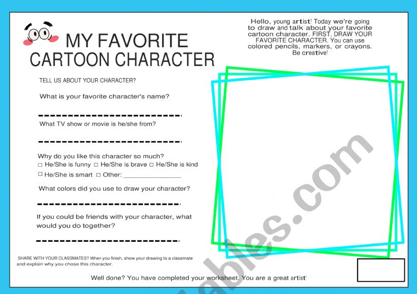 My favourite cartoon worksheet