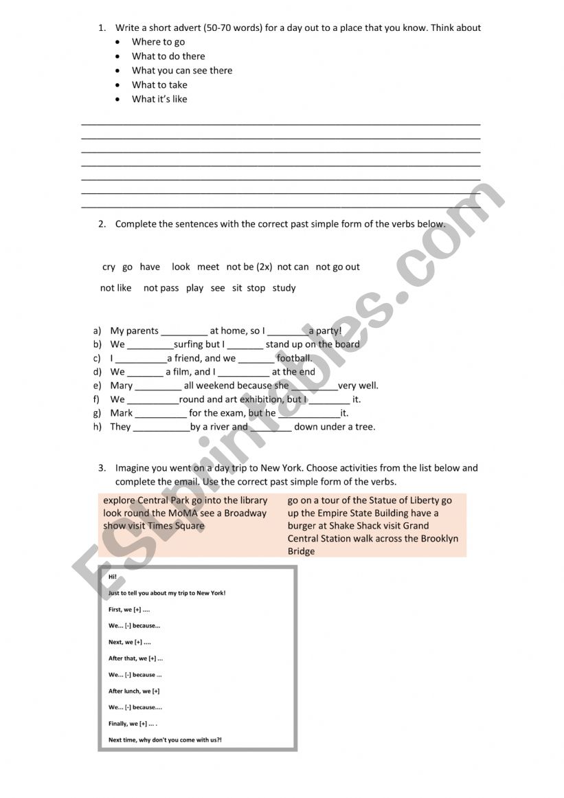 Simple Past Exercises Revision