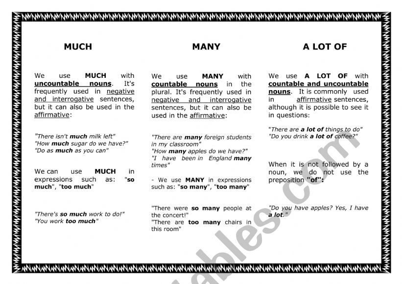 MUCH MANY AND A LOT OF GRAMMAR EXPLANATION MUCH MANY AND A LOT OF GRAMMAR EXPLANATION