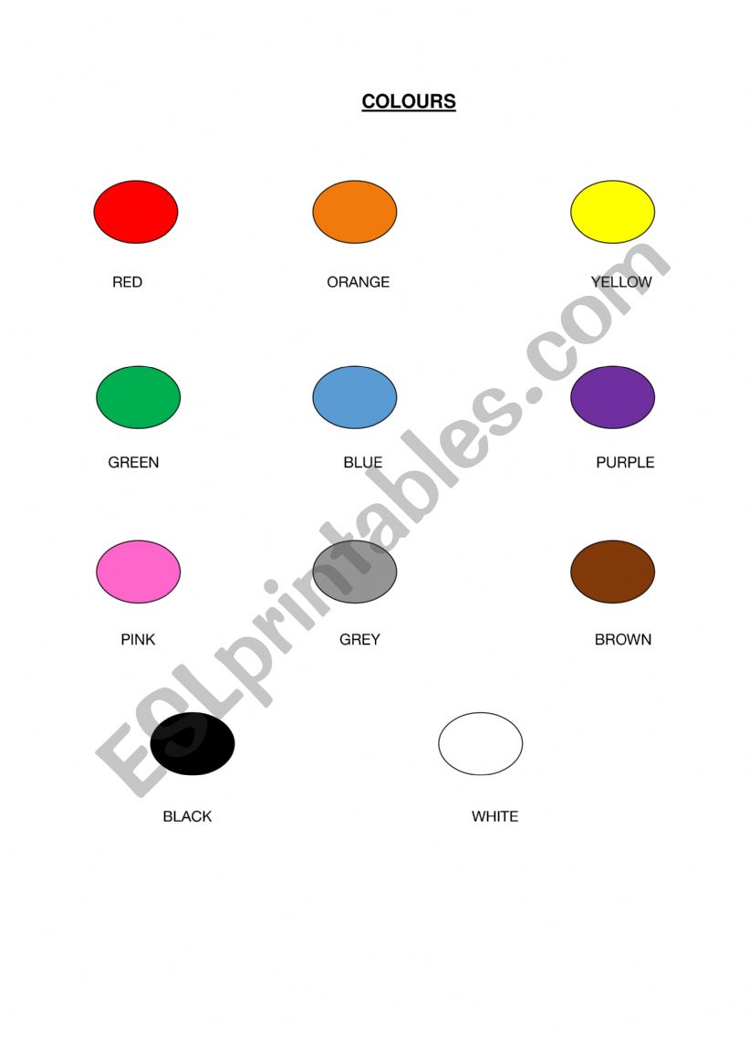 COLOURS worksheet