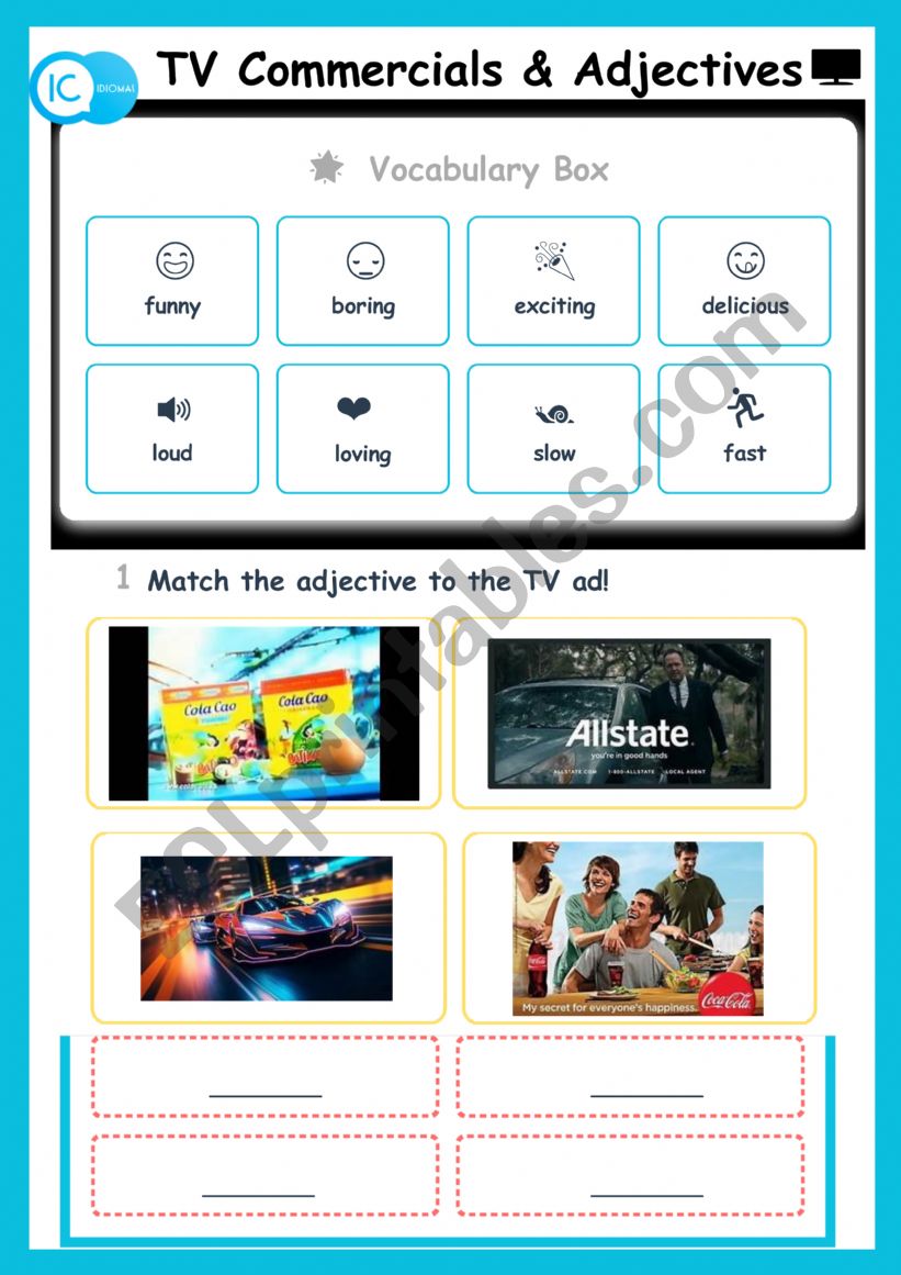 TV Commercials worksheet