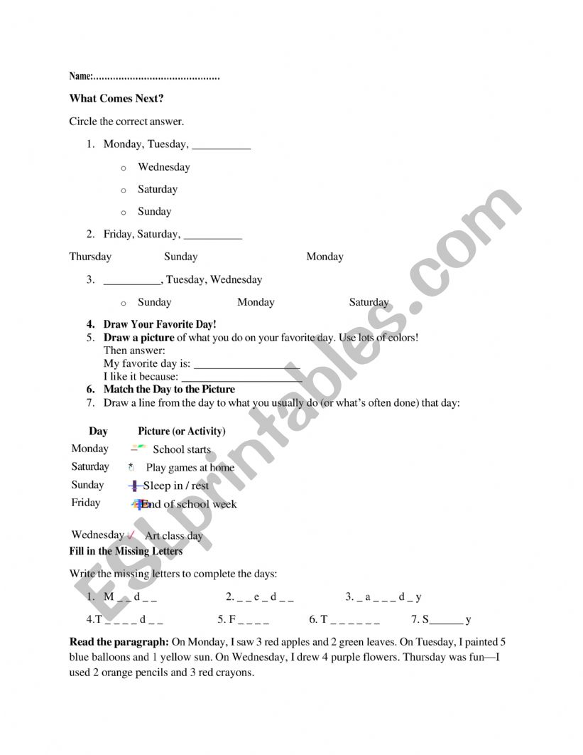 Worksheet for kids worksheet