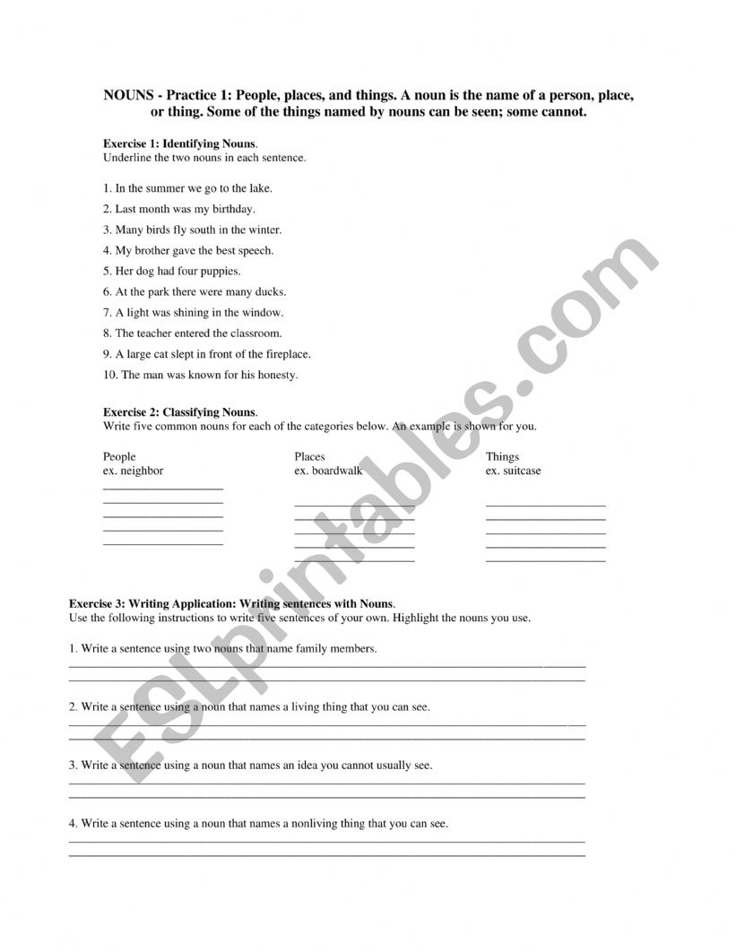 parts of speech worksheet