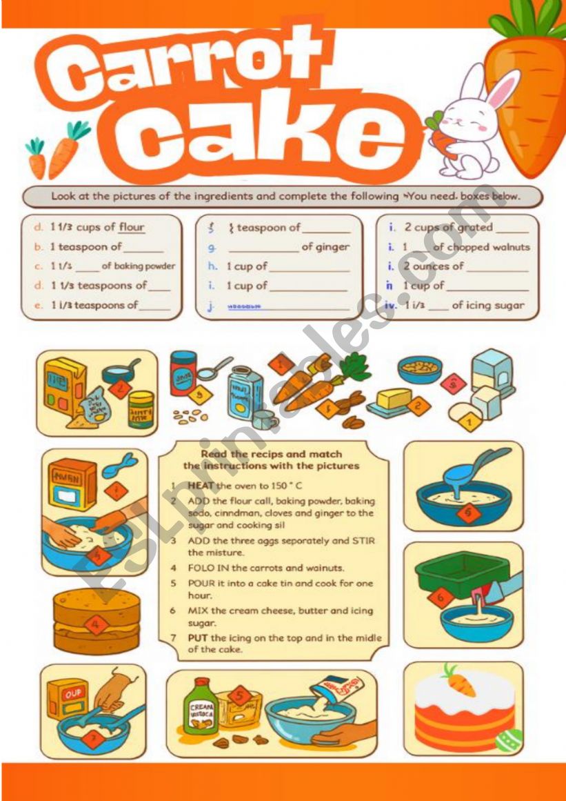 carrot cake worksheet