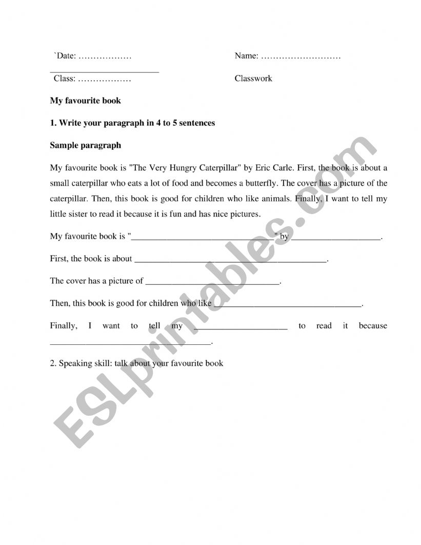 write about my favourite book A1