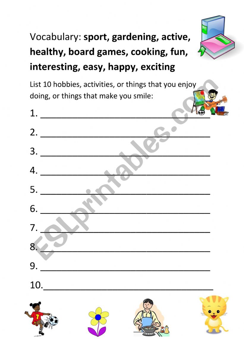 What I Like Doing worksheet