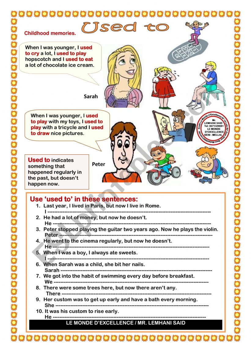 TALKING ABOUT PAST HABITS worksheet