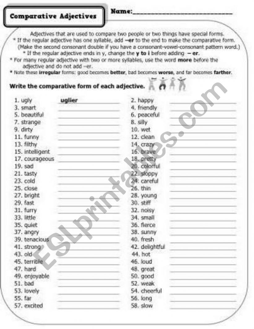 comparative adjectives for english