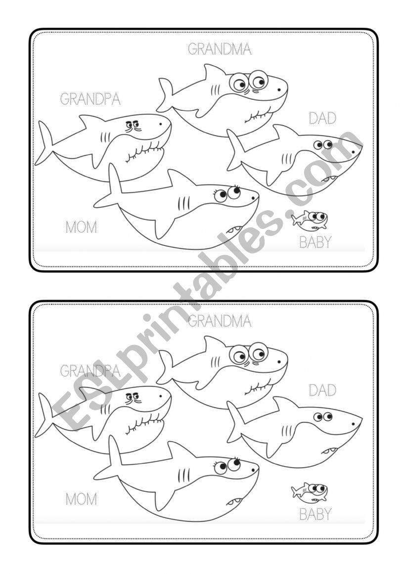 baby shark family worksheet