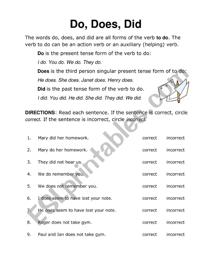 do, does, did - exercise worksheet do, does, did - exercise worksheet