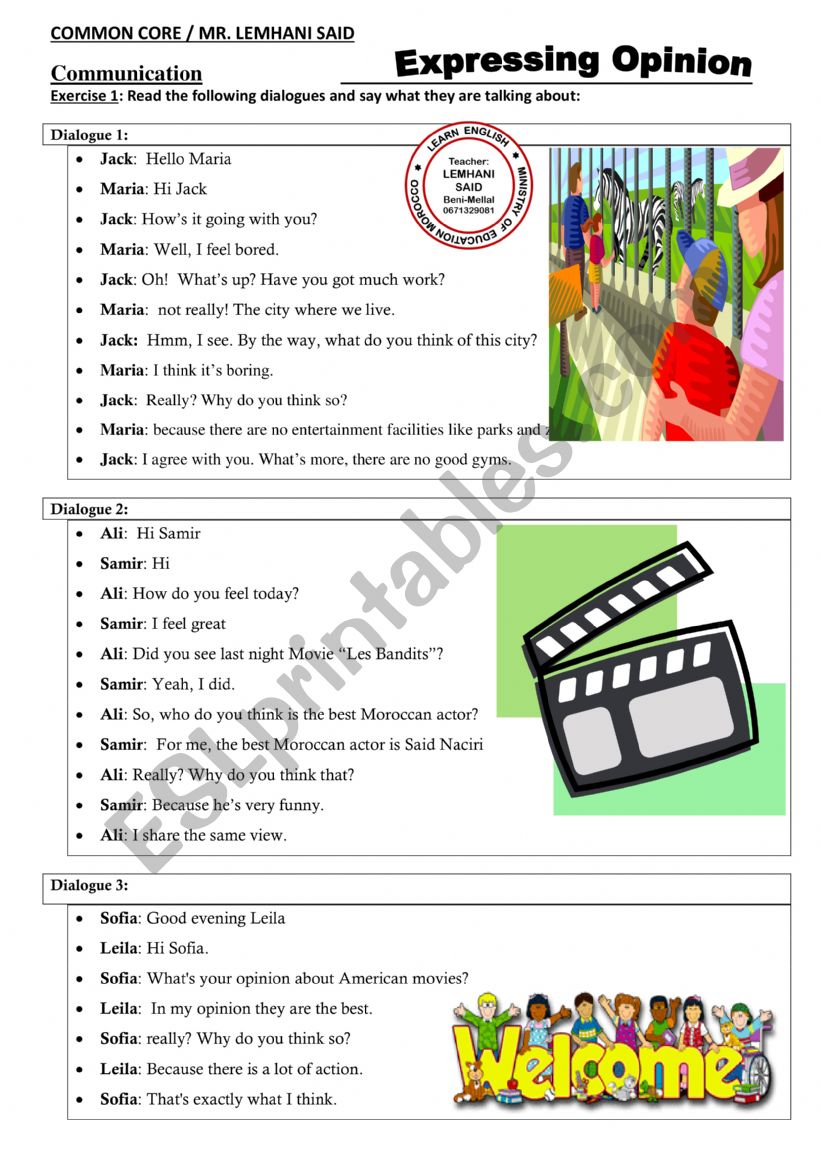 ASKING FOR AND GIVING OPINION, AGREEMENT AND DISAGREEMENT