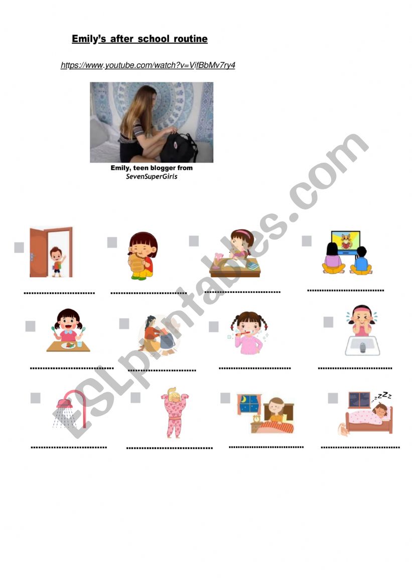 Emilys after school routine worksheet