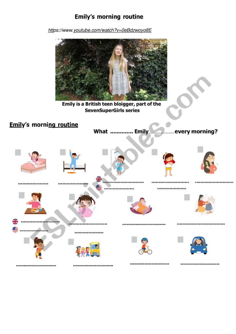 EmilyÂ´s morning routine worksheet