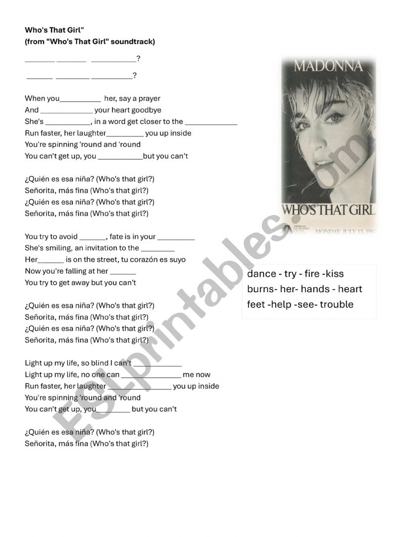 song:Who�s that girl? by Madonna