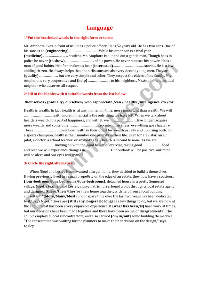 languga tasks mid term 2 1st year