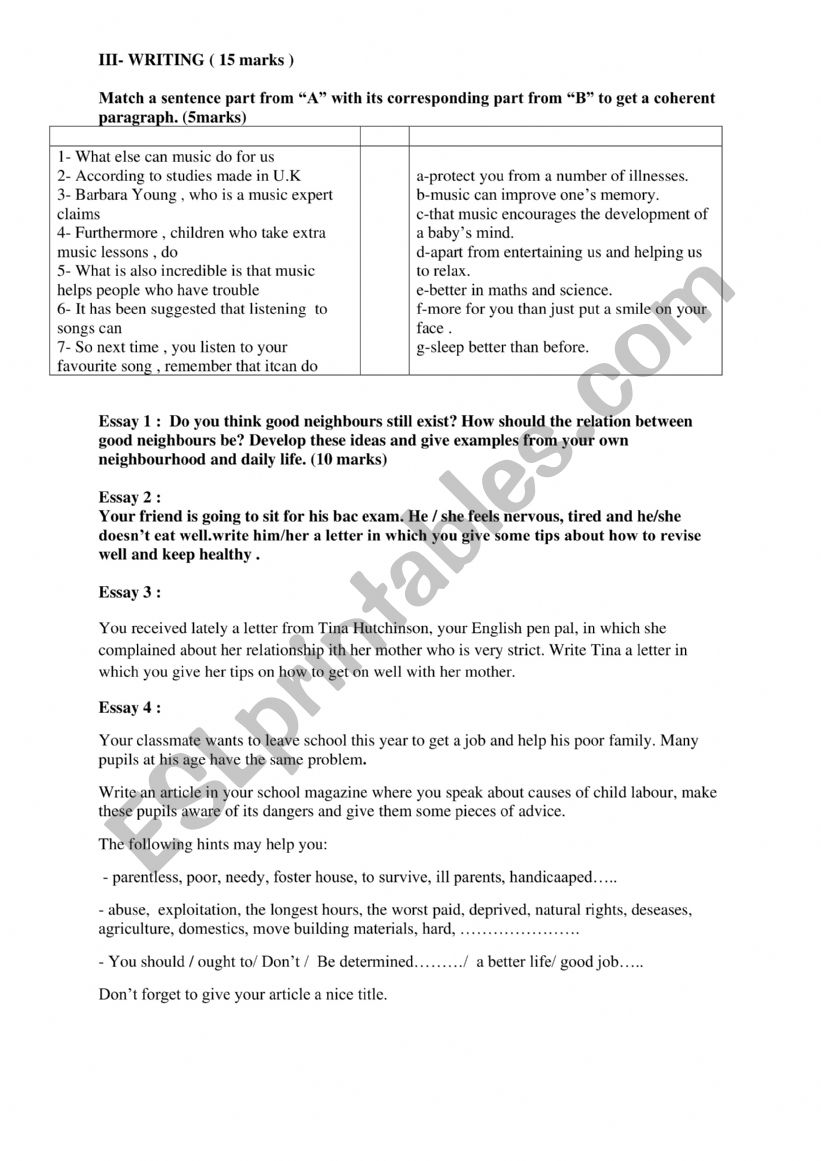 writing for 1st year worksheet