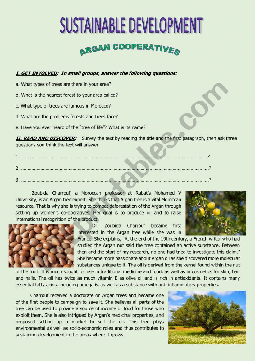 SUSTAINABLE DEVELOPMENT worksheet