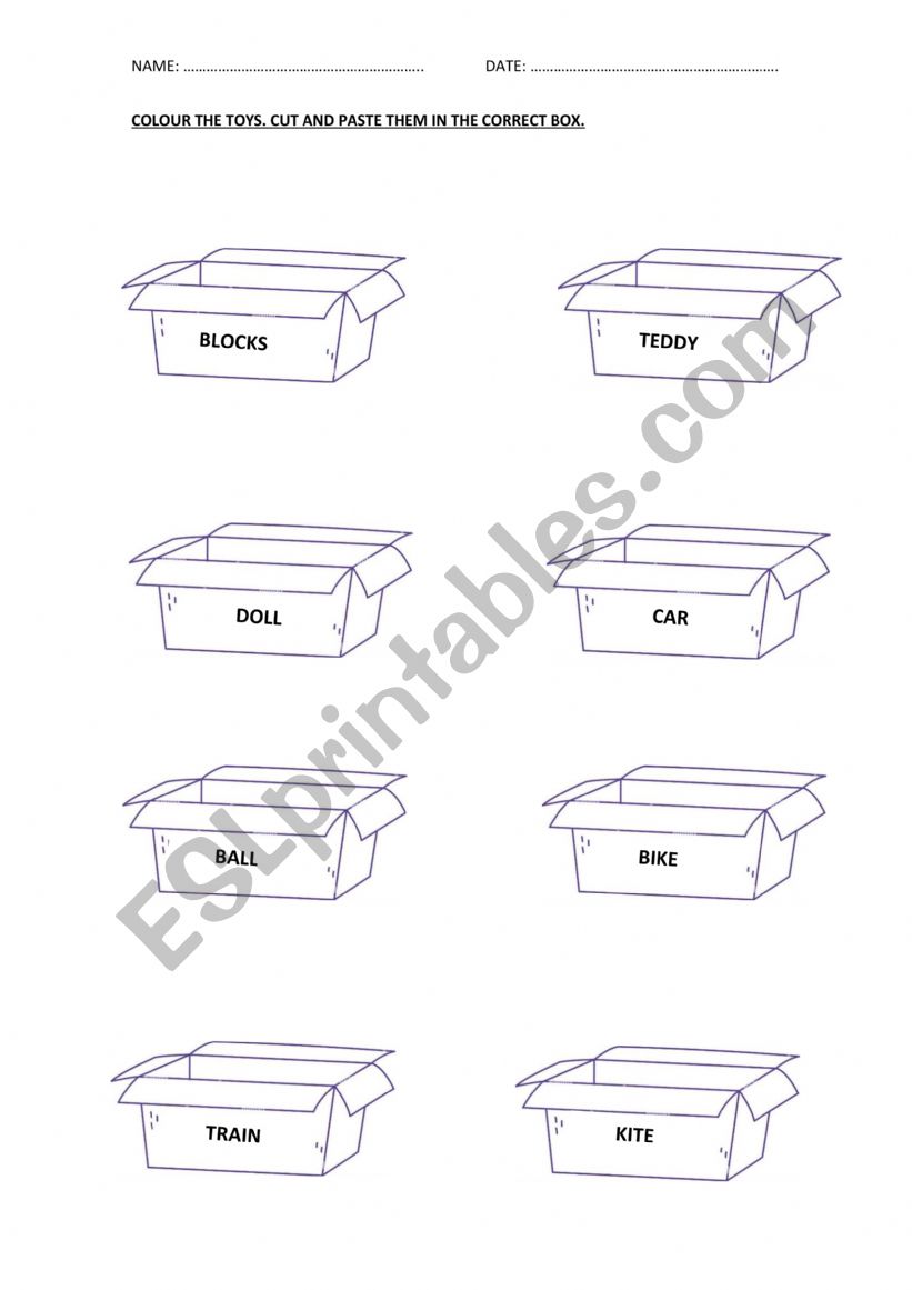 TOYS worksheet