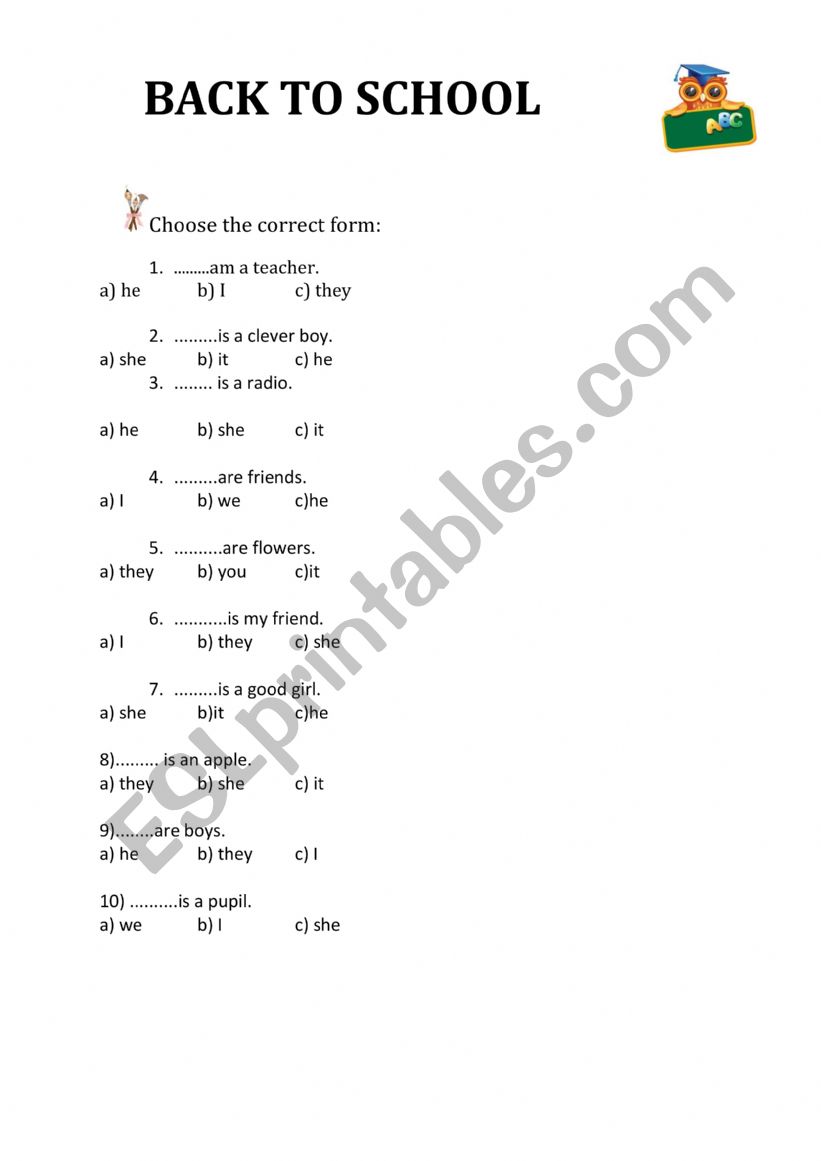 Personal pronouns. worksheet