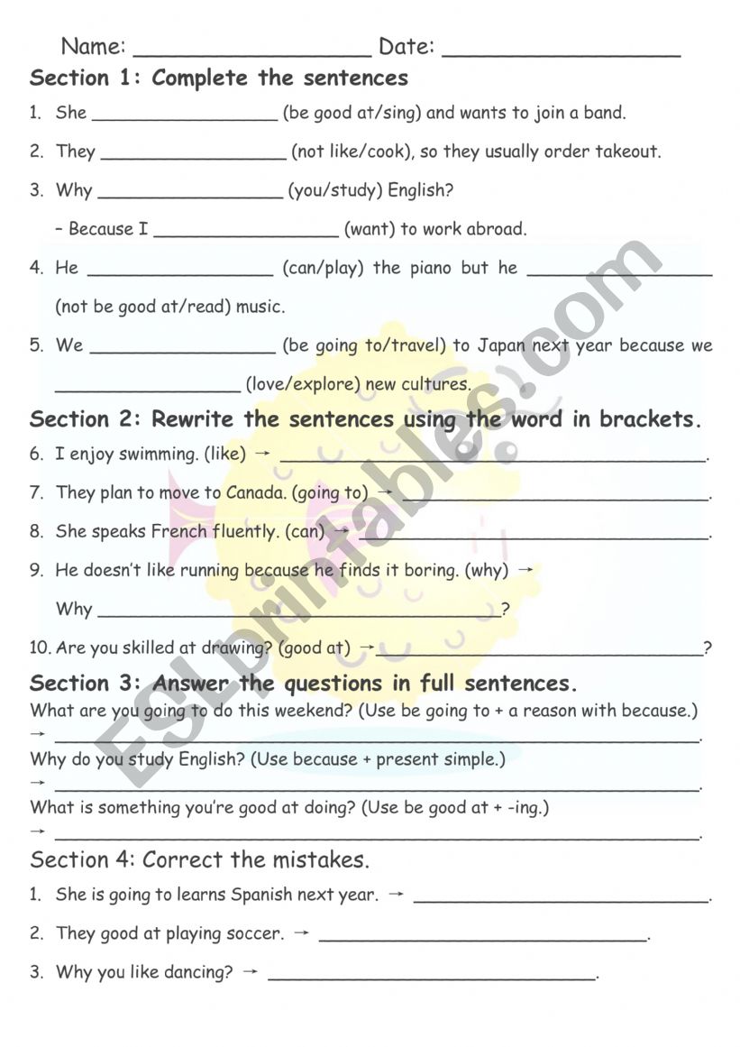 Mixed tenses worksheet