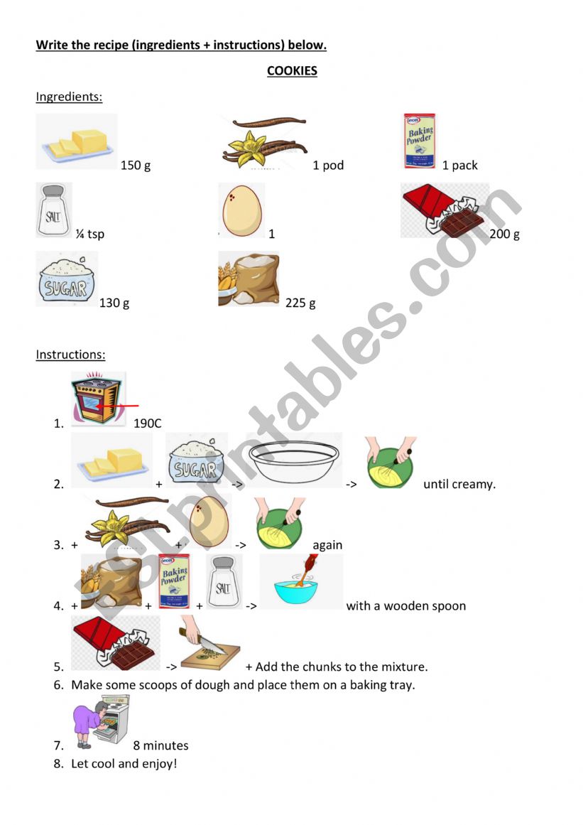 COOKIES RECIPE worksheet