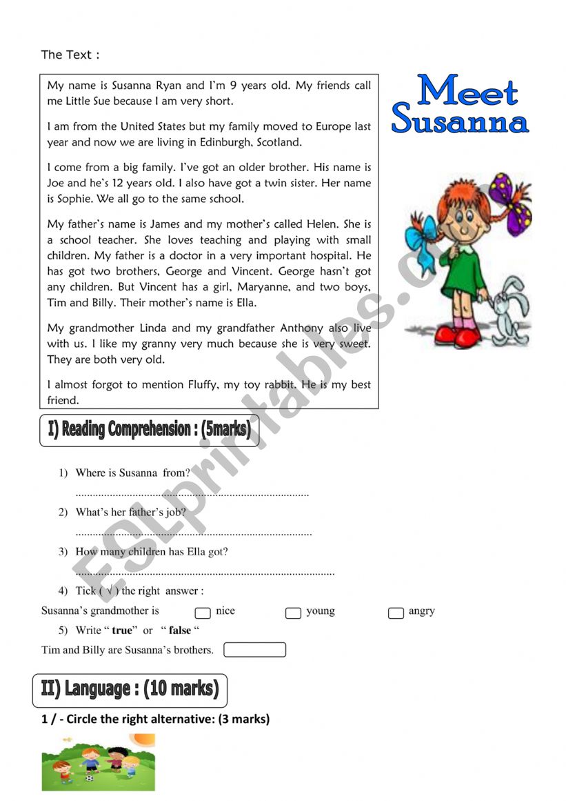 7th form exam worksheet