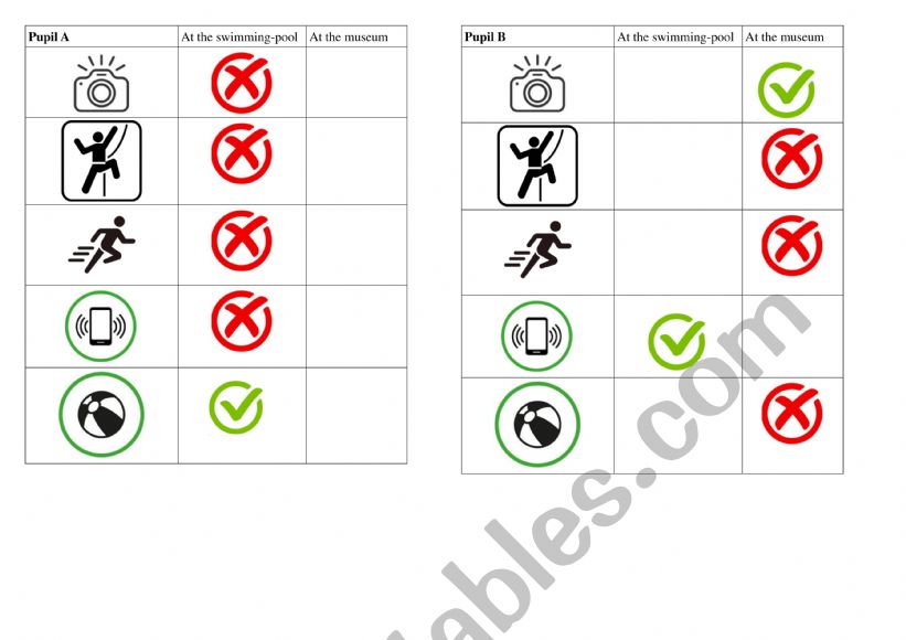 Pair-work rules worksheet
