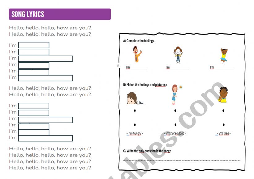 HELLO SONG  worksheet