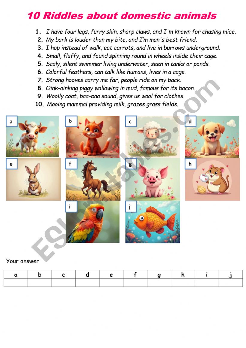 10 Riddles about domestic animals