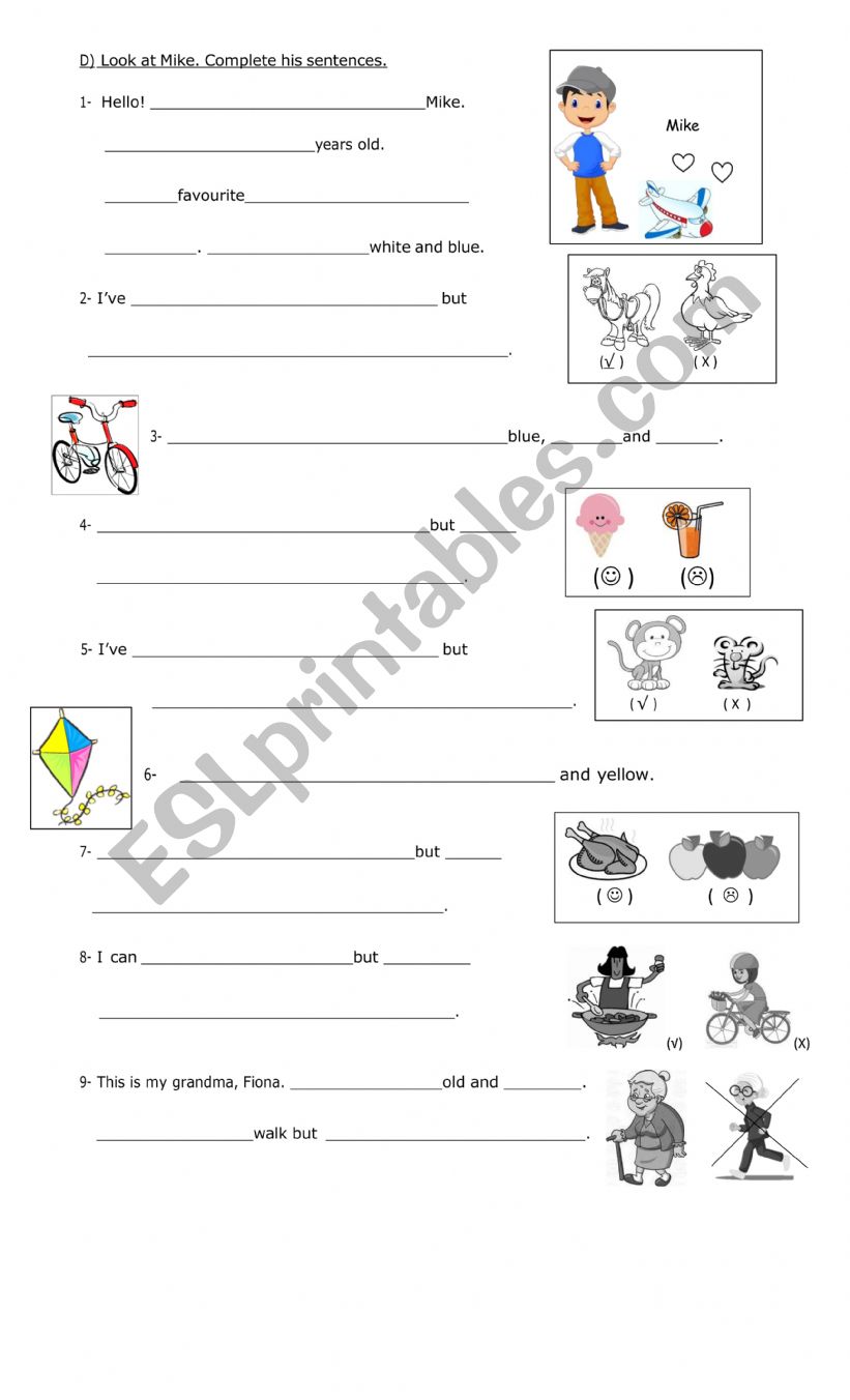Completion of sentences worksheet