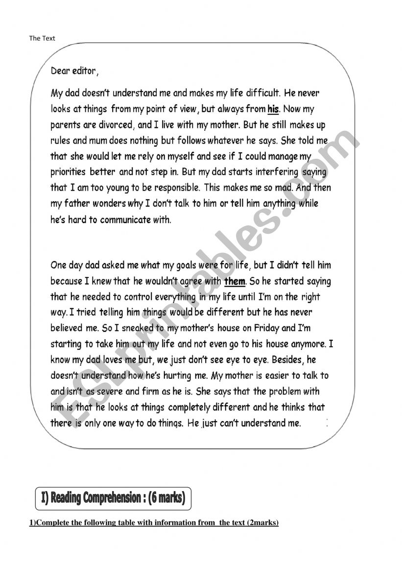 9th form worksheet