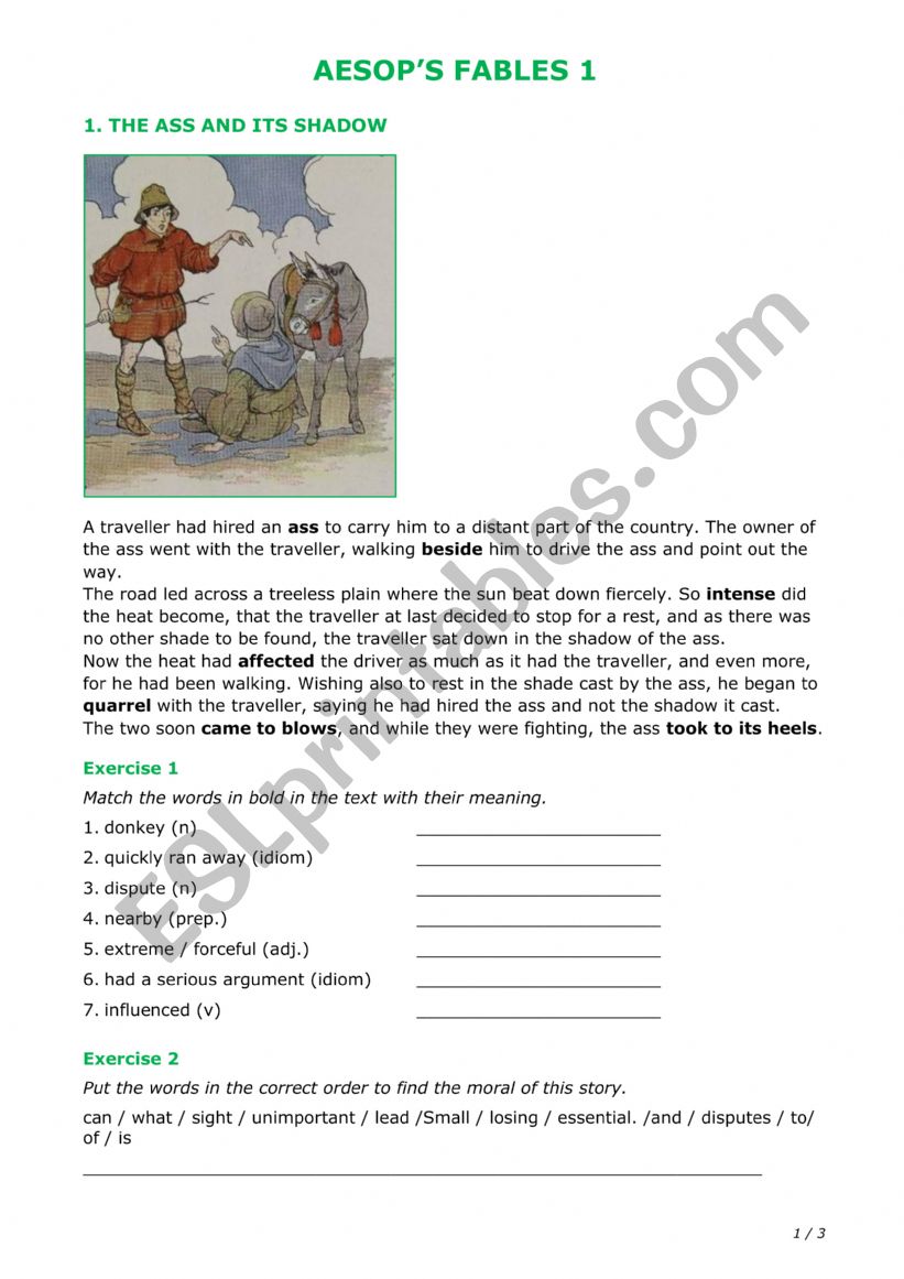 Aesop 1 worksheet
