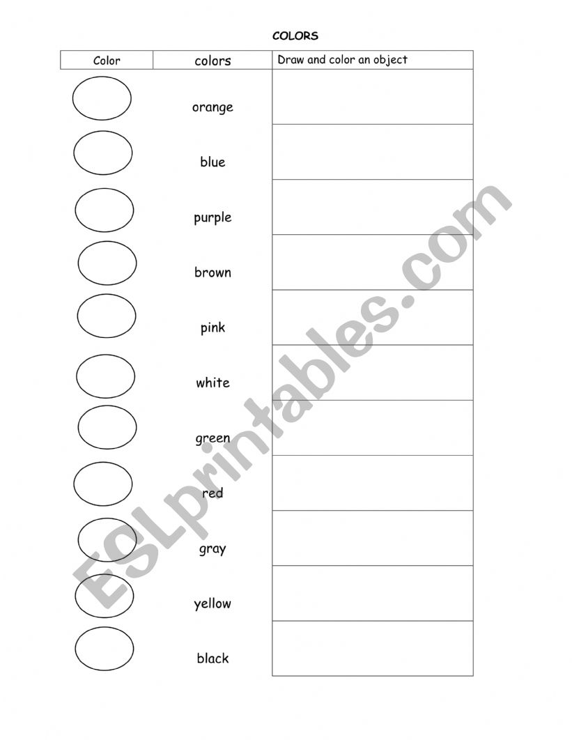 COLORS worksheet