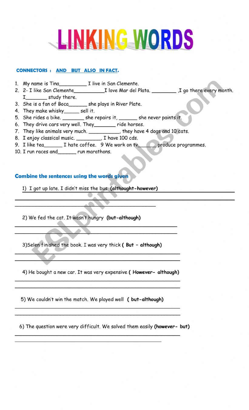 Connectors worksheet